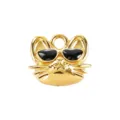 Goldfarbener Katzenanhanger mit schwarzer Sonnenbrille Titanstahl DIY Schmuck Accessoire - Langohrige Katze