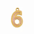 Colgante de número 6 con purpurina degradada DIY de acero inoxidable para collar y pendientes. - Número 6 / Rosa Purpurina