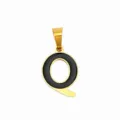Edelstahl Gold Buchstabe Q Anhänger mit schwarzer Emaillierung für DIY Halskette Schmuck. - Buchstabe Q