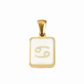 Stainless steel gold plated white enamel Cancer zodiac pendant DIY necklace charm accessory - White Oil-Cancer