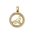 Gold bee pendant micro-pave zircon round charm diy necklace jewelry accessory variant - Rhinestone Bee Style
