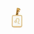 Gold plated stainless steel Leo zodiac pendant charm white enamel DIY necklace jewelry making. - White Oil-Leo