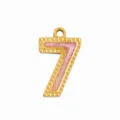 Colgante Numero 7 de Acero Inoxidable DIY con Purpurina Rosa Cuentas para Joyeria - Número 7 / Rosa Purpurina