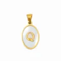 Stainless steel gold plated white shell letter Q oval pendant diy necklace jewelry accessory - Oval Shell Letter Q