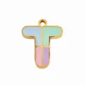 Multi-color enamel letter T pendant alloy charm for DIY necklace bracelet jewelry making accessories! - Letter T
