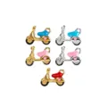 Gold- und silberfarbene Metall-Roller-Charms mit bunten Emaillesitzen für DIY-Schmuck. - Motorrad / Blaues Kissen Stahlfarbe
