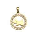 Gold tone rhinestone pave Scottish terrier dog pendant necklace DIY charm accessory. - Hollow Rhinestone Dog Style