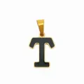 Goldener schwarzer Buchstabe T Anhänger Edelstahl minimalistisch DIY Halskette Schmuck Zubehör - Buchstabe T