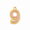 Colgante de acero inoxidable número 9 con purpurina DIY para collar y pendientes - Número 9 / Rosa Purpurina