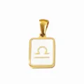 Stainless Steel Gold Plated Libra Zodiac Pendant White Enamel DIY Necklace Charm Accessory - White Oil-Libra