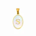 Stainless steel white mother of pearl oval initial letter S pendant DIY necklace jewelry accessory - Oval Shell Letter S