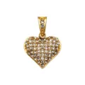 Gold Pave Clear Rhinestone Heart Pendant DIY Necklace Charm Fashion Jewelry Accessory - Convex Pave Heart