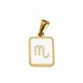 Gold stainless steel Scorpio zodiac sign pendant enamel charm for DIY necklace accessories - White Oil-Scorpio