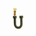 Minimalistischer Edelstahl schwarzes Tropföl Buchstabe U Gold Anhänger DIY Halskette Schmuck - Buchstabe U