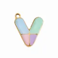 Colorful enamel letter V pendant alloy DIY charm for bracelet necklace jewelry making - Letter V