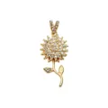 Gold sunflower pendant necklace rhinestone crystal charming jewelry accessory gift - Rhinestone Sunflower Style