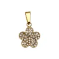 Gold 5-petal flower pavé rhinestone pendant charm for DIY necklace jewelry making accessories. - Flat Pave Five-Petal Flower