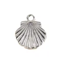 Stainless steel shell pendant charm for DIY jewelry making, silver color seashell necklace accessory. - Dotted Striped Large Scallop (2)