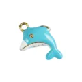 Blauer Emaillierter Delfin Anhänger aus Titanstahl für DIY Schmuck Zubehör Stück - Delfin / Hellblau