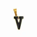Minimalistischer Edelstahl schwarze Emaillierte Buchstabe V Anhänger Gold DIY Schmuck - Buchstabe V