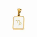 Capricorn Zodiac Gold Pendant Stainless Steel White Enamel DIY Necklace Accessory - White Oil-Capricorn
