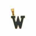 Edelstahl Buchstabe W Anhänger mit schwarzer Emaillierung, DIY Schmuckzubehör Gold. - Buchstabe W