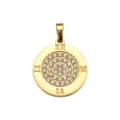 Gold roman numeral dial micro-paved cubic zirconia pendant charm for diy necklace jewelry. - Rhinestone Roman Numerals Style
