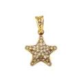 Golden star pendant fully paved with white rhinestones chic DIY necklace accessory. - Convex Pave Five-Pointed Star