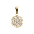 Gold round pavé rhinestone pendant necklace accessory chic sparkling DIY jewelry piece - Flat Pave Round