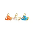 Niedliche Emaille Fisch Anhänger 3er Set vergoldet Titanstahl DIY Schmuck Accessoires - Großaugenfisch / Orange