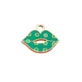 Green lips enamel charm pendant metal gold rim diy jewelry accessories making supplies - 11 Green Polka Dot Lips