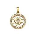 Gold sun pendant with sparkling cubic zirconia, elegant DIY necklace jewelry accessory charm. - Rhinestone Hollow Sun Style