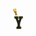 Edelstahl Gold Buchstabe Y Anhänger mit schwarzer Emaillierung für DIY Halsketten Schmuck Zubehör. - Buchstabe Y