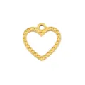 Gold Beaded Heart Pendant Titanium Steel DIY Necklace Bracelet Jewelry Craft Accessory Parts - 3 Gold Hollow Heart