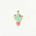Stainless steel cactus enamel pendant charm DIY handmade jewelry accessories main view - Long Cactus