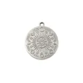 Celestial round metal pendant DIY charm, stainless steel moon star necklace accessory. - 2 Steel Color Sun Moon Star Round Pendant