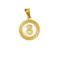 Gold stainless steel mother of pearl number 8 pendant DIY jewelry making accessory - Number 8