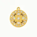 Pendentif strass plaqué or 18k en acier inoxydable motif floral accessoire de bijouterie DIY - Pendentif Rond Soleil Ajouré