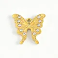 Gold rhinestone butterfly stainless steel pendant charm DIY fashion jewelry accessory. - Rhinestone Butterfly Pendant