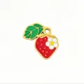 Cute strawberry enamel pendant gold plated metal fruit charm for handmade DIY jewelry making accessories - Strawberry with Flower
