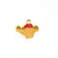 Colorful enamel cartoon mushroom alloy pendant for DIY handmade jewelry necklace keychain - Golden Pleat Mushroom