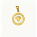 Stainless steel mother of pearl round pendant gold diamond charm DIY jewelry accessory - Diamond