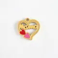 Gold heart mama pendant charm with red pink enamel cute DIY jewelry accessory for women gifts. - Heart MAMA / Three-Color Heart MAMA