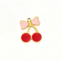 Cute titanium steel enamel cherry pendant with pink bow for DIY jewelry making and accessories. - 17 Pink Bow Cherry