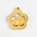 18k gold plated titanium steel flower and heart pendant for DIY handmade jewelry making main. - Flower Double Heart Pendant
