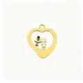 Gold heart pendant with astronaut and girl charm, DIY jewelry accessory for necklace bracelet. - Heart Astronaut / Parent-Child Astronaut