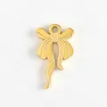 Gold bow pendant charm titanium steel DIY jewelry making accessories handmade components. - Slim Flowing Bowknot
