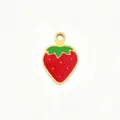 Stainless steel red strawberry enamel pendant charm for DIY handmade jewelry accessories. - Classic Strawberry