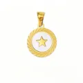 Titanium steel mother of pearl star round pendant DIY jewelry charm accessory variant. - Pentagram