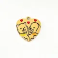 Titanium steel cat and dog heart pendant, cute pet enamel DIY charm for bracelet necklace. - Cat & Dog Companionship Heart